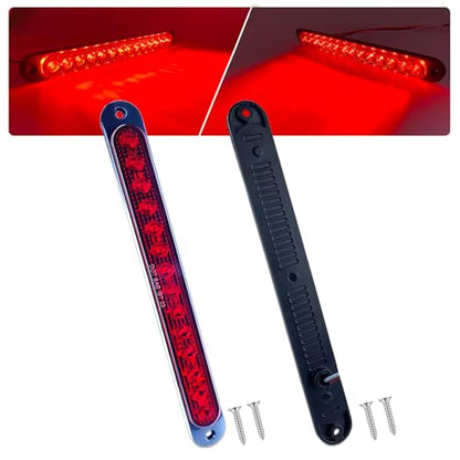 10" LED Trailer Brake Lights Bar Strip Aluminum Alloy Base Red Stop Turn Identification Side Marker Tail Lights Assembly for Truck Marine Boats, 15 LEDs 2Pcs - color: Red