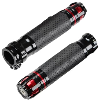Riloer Motorcycle Handlebar, Non-Slip Hand Grips, Compatible with Motorcycles with 7/8 inch (22MM) Handlebars, 2 PC - color: Black and Red