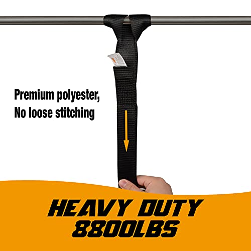 Soft Loop Tie Down Straps - 1.5 x 18 inches, 8800lbs Breaking Strength, Soft Loops for Securing ATV, UTV, Motorcycles, Scooters, Dirt Bikes, Lawn & Garden Equipment, 4 Pack (Black) - color: Black