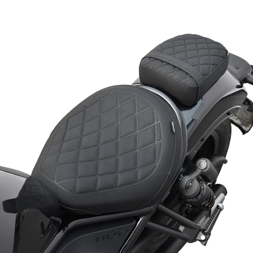 Motorcycle Front Rear Comfort Seat Fit for Rebel 1100 DCT CMX1100 CM1100 2021 2022 2023 2024 2025 2026, Rider Solo Saddle Passenger Back Cushion Pillion Pad, Black - color: Front & Rear - Black