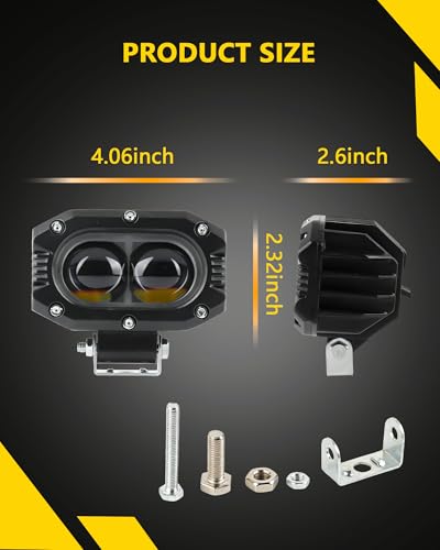 4 Inch Amber LED Driving Lights 48W LED Pod Lights Off Road Spot Lights Bar Super Bright Flood Light Cube Combo LED Bumper Ditch Lights Fog Light for Truck Jeep ATV UTV SUV Motorcycle Boat - color: 4inch Amber White Spotlight