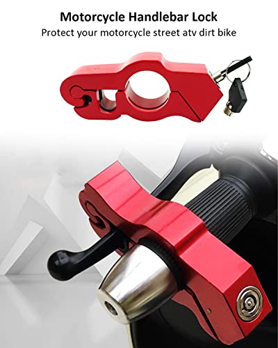 Lock Motorcycle, Heavy Duty Anti Theft Adjustable Bike Handlebar Lock with 2 Keys Protect Your Motorcycle Street ATV Red - color: Red