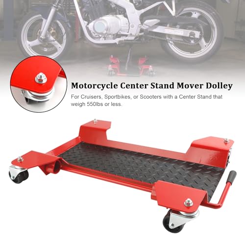 Bruce&Shark Motorcycle Center Stand Move Dolly Mover with 360 Degree Casters for Home Garage,Workshop, Display Room,500 lb Weight Capacity,Hardened Steel-Plate