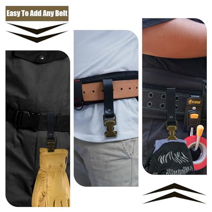 KUNN Leather Glove Clips for Work Glove Holders Heavy Duty Glove Belt Bronze Clip for Construction - color: Black