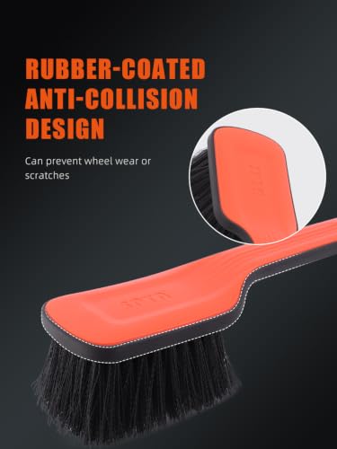 SPTA Tire Brush, Carpet Cleaning Brush, 2Pcs Wheel Brush, Carpet Cleaning Brush,Stiff Synthetic Bristles, Ergonomic Design Handle, Scrub Brush for Floor Mats,Car Wheel Hub Cleaning,Car Interior, Home - color: Tire Brush