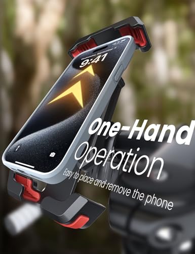 Pnitri 2025 New Upgraded Bike Phone Holder Handlebar - 1S Quick Install, Motorcycle Phone Mount, Bicycle Phone Holder fit Large Phone Case for iPhone Samsung, Dirt Scooter Mini Bike Accessories - color: Black