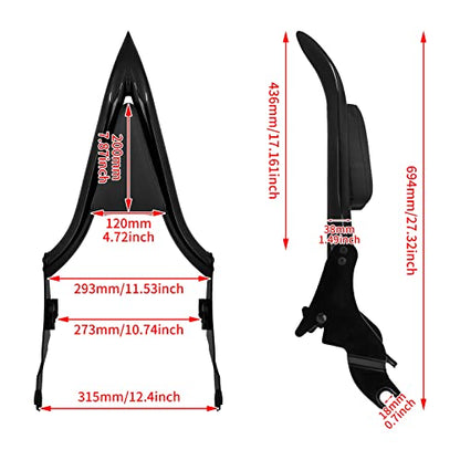 09-25 Sissy Bar Backrest, Detachable Passenger Backetst Sissy Bar Fit for Harley Touring Street Glide Road Glide Road King Electra Glide 2009-2025 Black - color: Black, size: 16"- Detachable Split