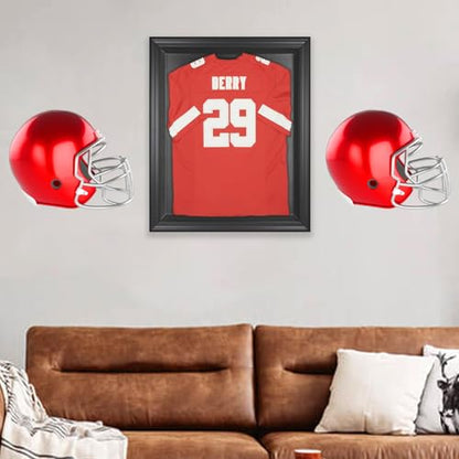 4 Pack Football Helmet Wall Mount Display Holder Hanger for Full or Mini Helmet, Floating Case Shelf Stand, Black