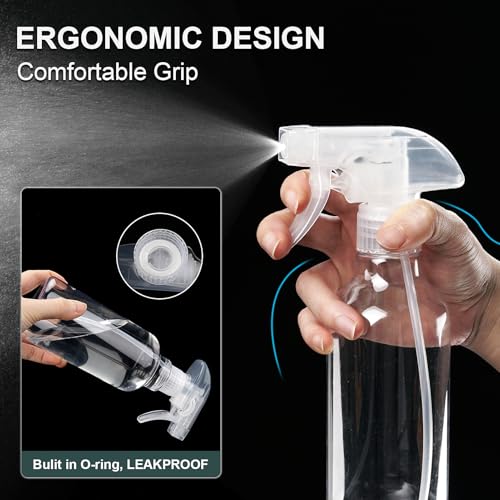Spray Bottles Plastic Spray Bottle for Hair Mist/Stream Heavy Duty Empty Spray Bottles for Cleaning Solutions, Plants, Cooking (12oz-Clear+nozzle) - color: 12oz-Clear+nozzle