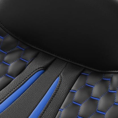 SLMOTO Black Blue Passenger Seat Motorcyle Rider Seat 2-Up Fit For Harley Electra Glide Ultra Classic Standard FLHTC 1997-2007 - style: Blue and Black