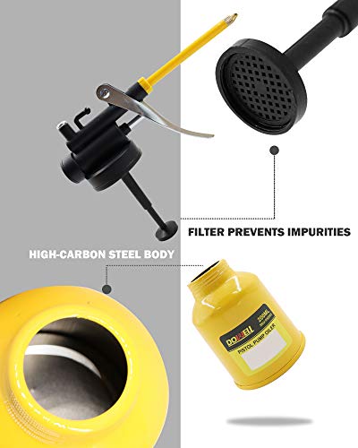 DOWELL Pistol Pump Oiler Metal Oil Can Lubrication Oil Gun 6.8oz 200ml Can Bottle with Straight Flexible Spout Yellow HY050203 - size: 6.8 oz