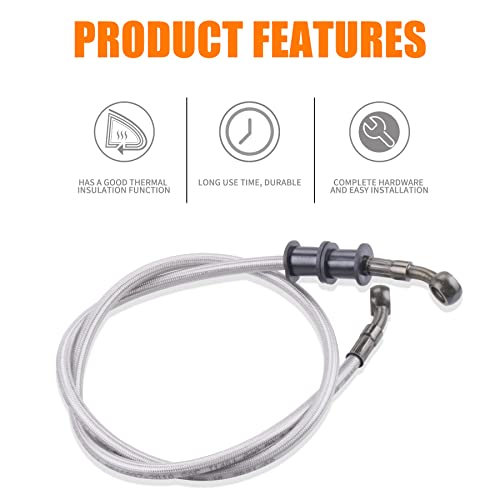 Silver Motorcycle Braided Steel Brake Clutch Oil Hoses Line Pipe Pipe for ATV Pit Dirt Bike Go Kart (Oil Hose Length 90cm)