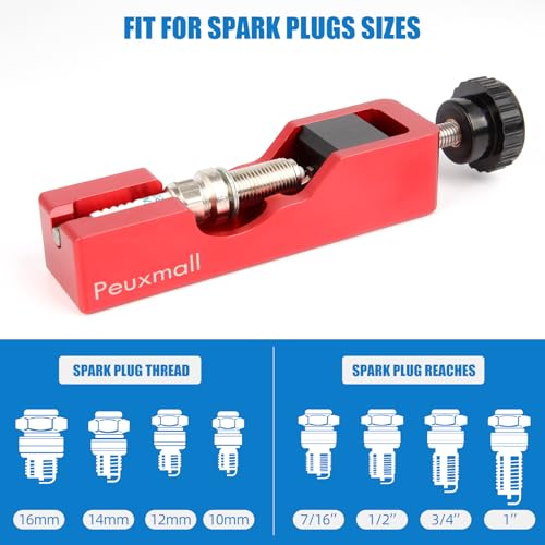 Spark Plug Gap Tool, Spark Plug Gapping Tool with 32 Blade Steel Feeler Gauge, Universal Spark Plug Gap Tool for Most 10mm 12mm 14mm 16mm Spark Plugs (Red) - color: Red