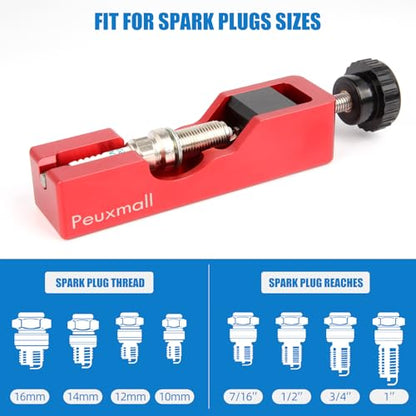Spark Plug Gap Tool, Spark Plug Gapping Tool with 32 Blade Steel Feeler Gauge, Universal Spark Plug Gap Tool for Most 10mm 12mm 14mm 16mm Spark Plugs (Red) - color: Red