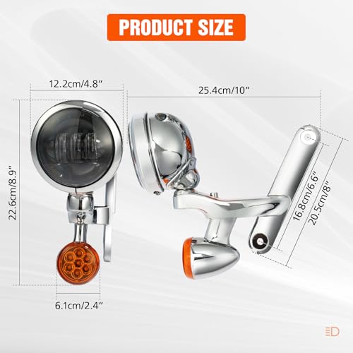 XFMT Motorcycle 4.5" Auxiliary Spot Fog Light LED Turn Signal Light W/Bracket For Harley Touring Road King 1994-Later Electra Glide 1997-Later Street Glide FLHX 2006-Later, Chrome + Black - color: Chrome + Black