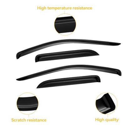 Window Visor for 2002-2008 Dodge Ram 1500 Quad Cab/Extended Cab/ 03-09 Dodge Ram 2500 3500, Out-Channel Rain Guards Shields Vent Deflector Shade Wind Dark Smoke,Outside-Mount, 4PCS - style: For 2002-2009 | Ram | Quad Cab/ Extended Cab | Out-Channel