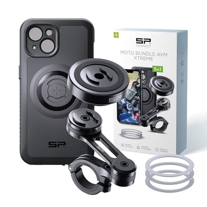 SP CONNECT Moto Bundle II AVM Xtreme | SPC+ |Compatible with iPhone 15 | Phone Mount for Motorcycle | Motorcycle Phone Holder | Handlebars - style: for iPhone 15