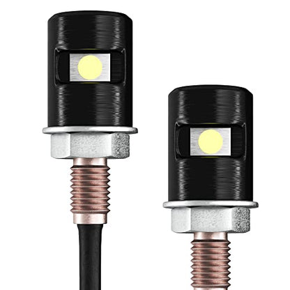 2pc LED License Plate Tag Light 12V Waterproof 6500K Universal | Cool white. Fits motorcycle trailer ATV UTV Jeep truck car RV. License plate bolt screw light replacement