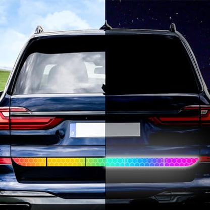 5pcs/Set Reflective Stickers High Intensity Night Visibility Safety Warning Sign Reflective Tape Stickers for Cars Trucks Helmets Skateboard Motorcycle Bumper Sticker 35.83x1.57in (Rainbow) - color: Rainbow