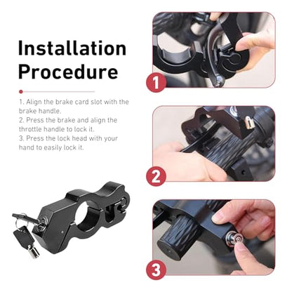Motorcycle Handlebar Lock, Anti-theft Motorcycle Throttle Lock, Adjustable Brake Handlebar Locking Device, Universal Security Devices for Bicycle Scooter Moped ATV Tricycle (Black) - color: Black