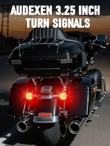 AUDEXEN 3-1/4 Inch LED Turn Signal Kit 1157 Double Base Front Turn Signal + 1156 Single Connector Red Rear Signal Lights Compatible with Harley Road Glide Road King Softail Ultra - color: Red/Red, size: 1157 Front