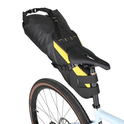 Rhinowalk 14L Waterproof Hardshell Bike Saddle Bag – Two-Piece Rear Seat Bag, Tear-Resistant, No-Screw Installation, Fits Most Bikes-(Yellow+black) - color: Yellow+Black