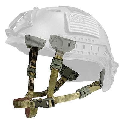 Tactical Helmet Chin Strap Adjustable Dial 4 Points Suspension System with Bolts and Screws for Tactical Fast MICH Bump Helmet Accessory - color: Style 3-Green