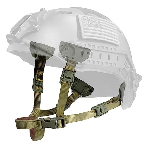 Tactical Helmet Chin Strap Adjustable Dial 4 Points Suspension System with Bolts and Screws for Tactical Fast MICH Bump Helmet Accessory - color: Style 3-Green
