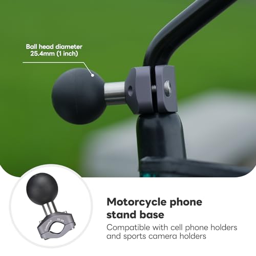 FANAUE Aluminum Alloy Handlebar Clamp Mount U-Bolt Base with 1'' Ball for Rails, Compatible with RAM Mounts B Size Double Socket Arm & Bike Phone Mount Holder