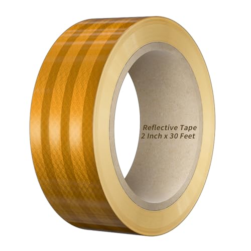 Reflective Tape, 2 Inch x 30 Feet - High Intensity - Yellow Reflective Safety Tape Waterproof Conspicuity for Trailer Reflector Trucks Bikes Baby Strollers Helmets - color: Yellow, size: 2 Inch x 30 Feet