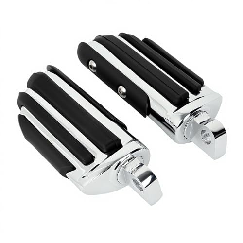 Motorcycle Footpegs 10mm Pilot Male Mount Style Footrests Fits for Harley Touring FLST Softail Dyna Sporster, Chrome#4 - color: Chrome#4