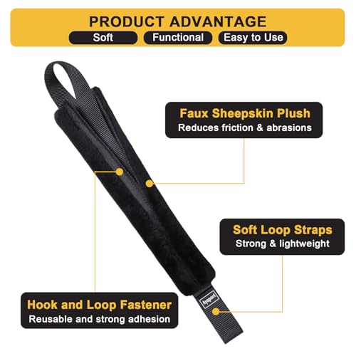 Ayaport Soft Tie Cover Set Include 4 pcs Synthetic Sheepskin Plush Covers and 4 pcs Soft Loop Tie Down Straps for Protecting Motorcycle, Dirt Bike, ATV, UTV etc. 1"x15" - size: 1"x15"