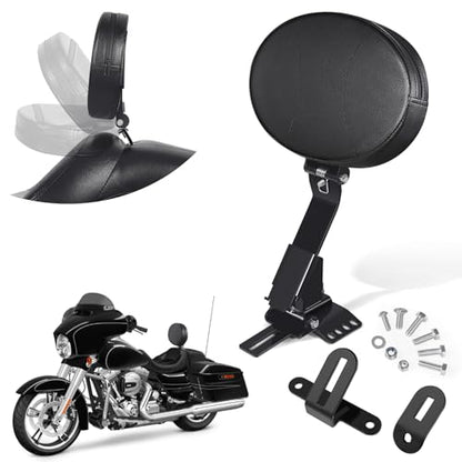 Benlari Rider Driver Backrest, Detachable Driver Backrest, Adjustable Plug-in Rider Backrest Fit for Harley Davidson Touring Street Glide Road Glide Electra Glide Road King 1997-2024, Gloss Black