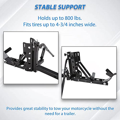 ECOTRIC 800LBS Motorcycle Trailer Hitch Scooter Hauler Mount Rack 2" Motorcycle Tow Carrier Receiver Heavy Duty Steel