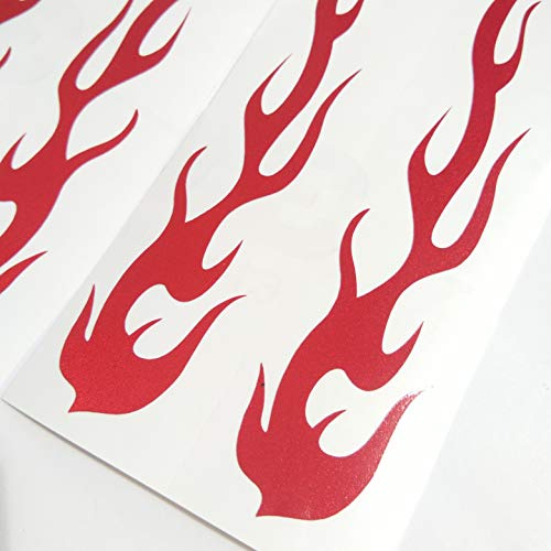 Red Hot Rod Flame Fire Tribal Retro Reflective Decals Sticker for Helmet Cane Bicycle 1"x5", 4 Pack