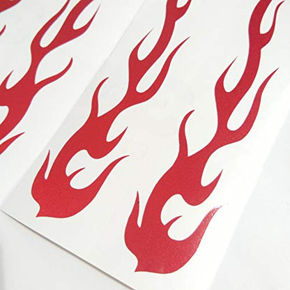 Red Hot Rod Flame Fire Tribal Retro Reflective Decals Sticker for Helmet Cane Bicycle 1"x5", 4 Pack