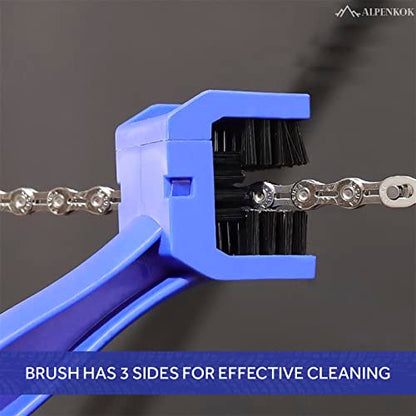 Motorcycle Chain Brush – O-Ring Safe, 3-Sided PP Chain Cleaning Brush, Reinforced PP Handle, Dual-Sided Sprocket & Drivetrain Tool, No Removal Needed – Dirt Bike, MTB, Road Bike, Cruiser, ATV - style: Motorcycle Chain Cleaner Brush