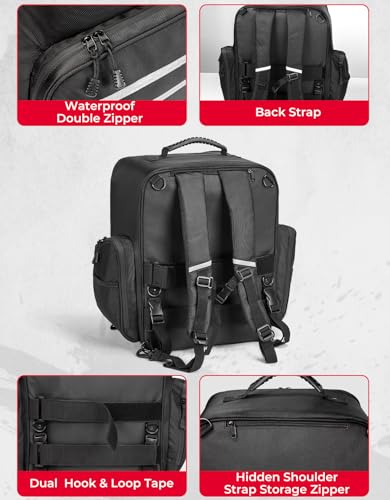 KEMIMOTO Motorcycle Sissy Bar Bag 40L Large Capacity Motorcycle Luggage Rack Tail Bag with Waterproof Zipper Dual Sport Backpack Adventure for Trip Camping Outdoor