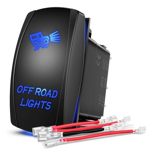 Nilight Off Road Lights Rocker Switch Led Light Bar 5 Pin Laser On SPST Switches 20A/12V 10A/24V Blue with Jumper Wires Set for Cars Trucks Boats ATVs UTVs RVs - size: OFF ROAD LIGHTS