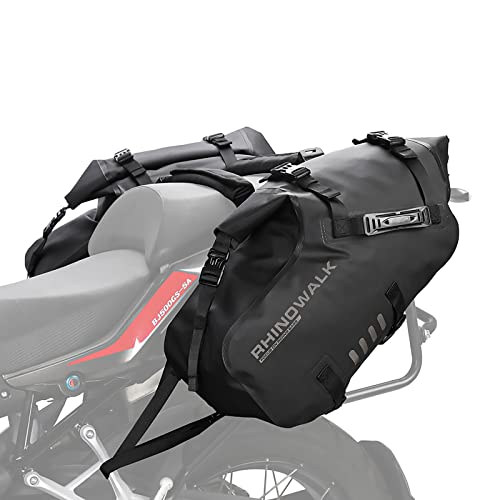 Rhinowalk Motorcycle Saddle Bags Waterproof Motorbike Panniers Motor Side Bag 28L (14L*2) Powersports Saddle Bag for Most Motorcycles Black, 1 Pair - size: 28L