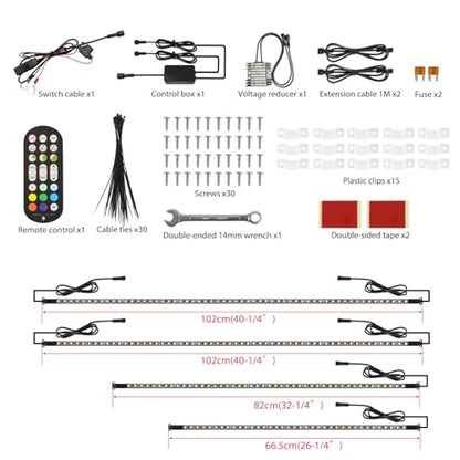 4PCS Golf Cart Underglow LED Light Strip Kit,12-80V,IP65 Waterproof Neon Accent Lighting Kits, Golf Cart Canopy Lights,Glow Neon Underbody Lighting with APP and Remote Control