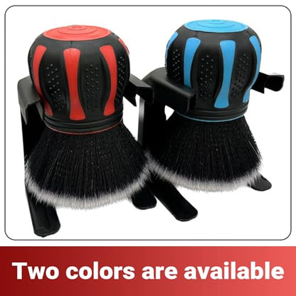 Car Detailing Brush, Automotive Ball-shaped Detail Brush, Ultra Soft Cleaning Brushes with Storage Rack, Universal Auto Interior Cleaning Tool, for Most Cars (Red) - color: Red