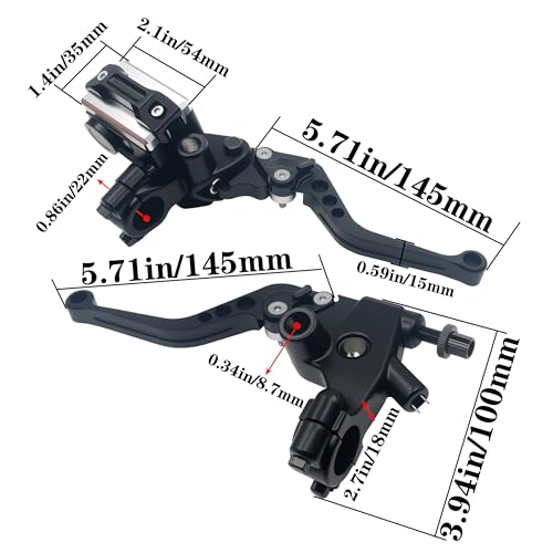 Universal Motorcycle 7/8" 22mm Handlebar Brake Master Cylinder Clutch Lever CNC Left & Right Set Compatible with Honda Kawasaki Suzuki Yamaha（ Piston Diameter 12.7mm (Black) - color: Black