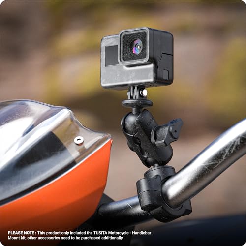 TUSITA Motorcycle Handlebar Mount - Small Base with Double Socket Arm Short - 1" B Size - size: Short Arm