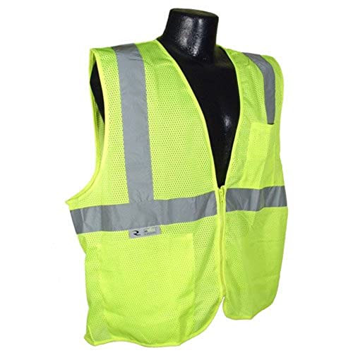 Radians SV2ZGM 2X Safety Vest Class 2 Zipper with Pockets Lime Green Mesh