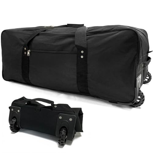 36" Huge Bag with Wheels Extra Large Foldable Duffel Bag Collapsible Rolling Travel Bag Heavy-Duty Cargo Duffle for Travel, Camping & Moving, Water-Resistant 600D Oxford, Black - style: 36in