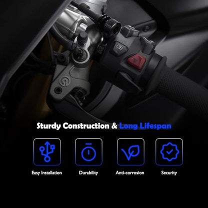 1 Piece Motorcycle Handlebar Switch Push Button On Off Switches Tuning Part for U5 U7 U2 LED Motorcycle Light Switch Bicycle Scooter Electrombile Bike-Fits 7/8" Handlebars (22mm) Grey