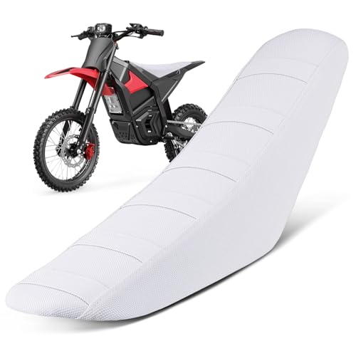 Electric Dirt Bike Seat Cover for Yozma In 10 E-Bike Non-Slip Soft Cushion White - color: white background white stripes