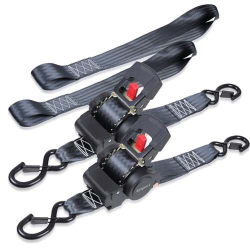 Ayaport Retractable Ratchet Straps 2in X 12.5ft(2PK)-3300lb Break Strength, Heavy Duty Ratchet Straps Self Retractable Tie Downs with Soft Loops for Motorcycle, Dirt Bike, Cargo, Truck Accessories - size: 2"x12.5'-2pc