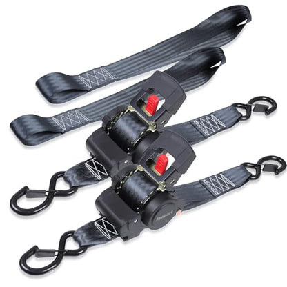 Ayaport Retractable Ratchet Straps 2in X 12.5ft(2PK)-3300lb Break Strength, Heavy Duty Ratchet Straps Self Retractable Tie Downs with Soft Loops for Motorcycle, Dirt Bike, Cargo, Truck Accessories - size: 2"x12.5'-2pc